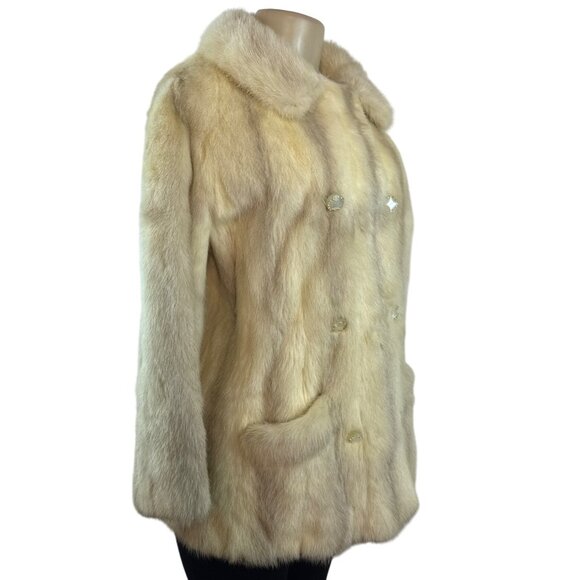 Gerber Memphis Vintage Beige Mink Fur Coat W/ Satin Lining & Pearl-Like Buttons - Picture 2 of 9
